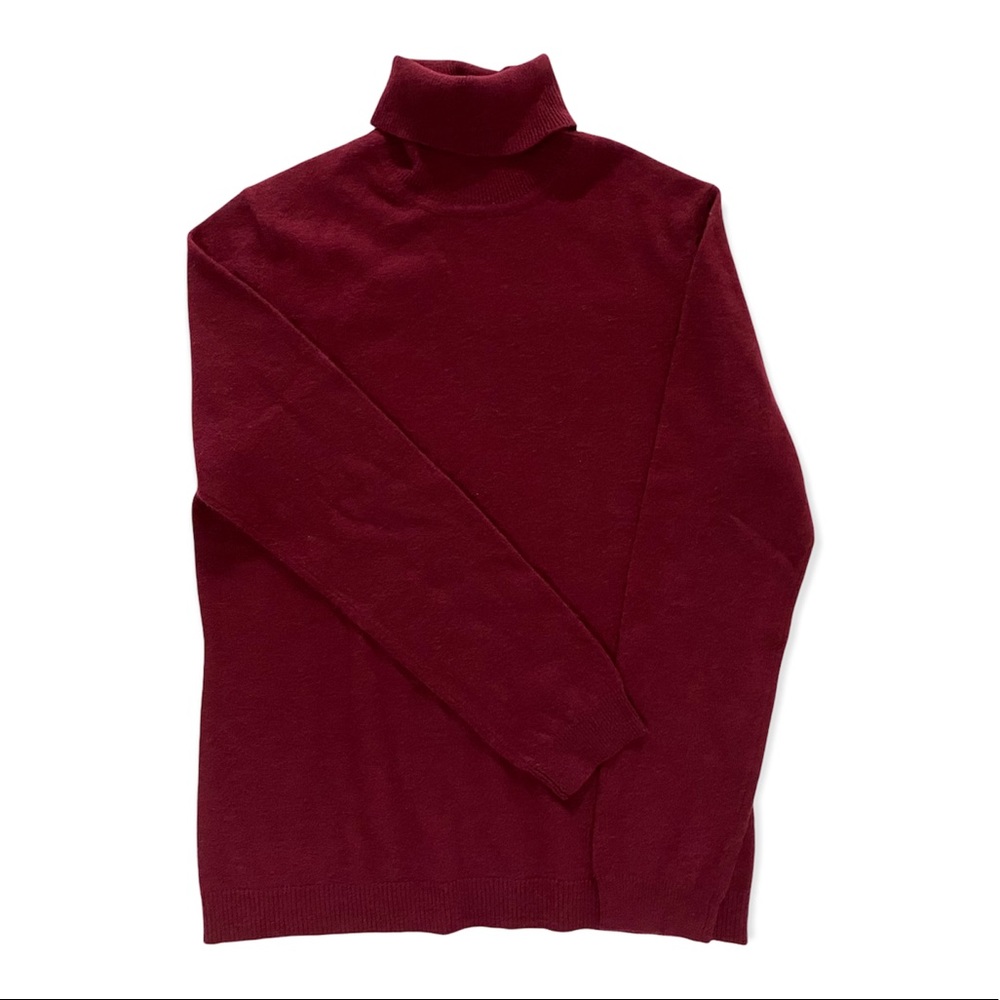 Isaac Mizrahi Live 100% Cashmere Turtleneck Sweater Sz Burgundy Wine EUC